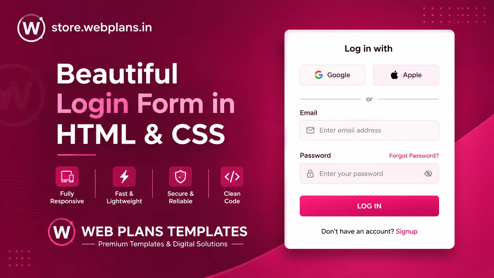 Make A Simple Login Form in HTML and CSS only Source Code